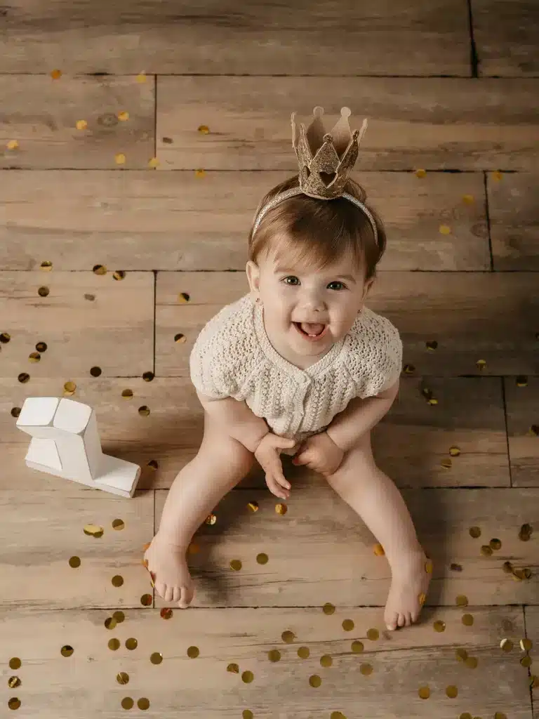 Niña en sesión smash cake en Arteixo